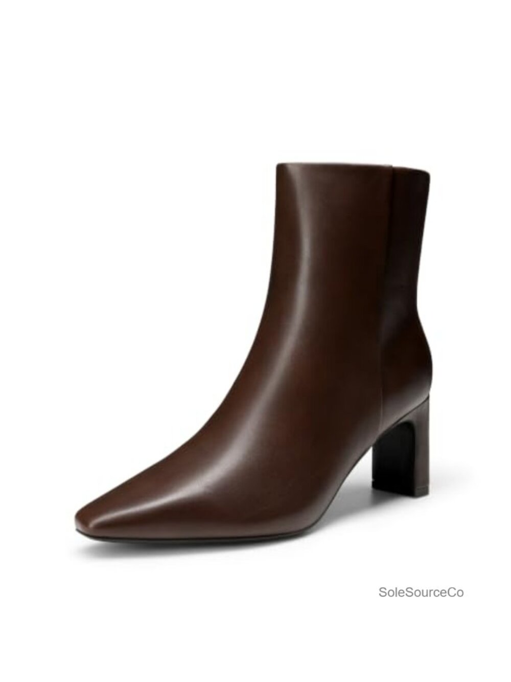 Women's Square Toe Block Heel Ankle Boots - Faux Leather Cushioned Insole Side